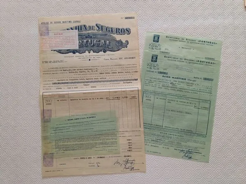 Documentos antigos - Apólices de Seguros antigas