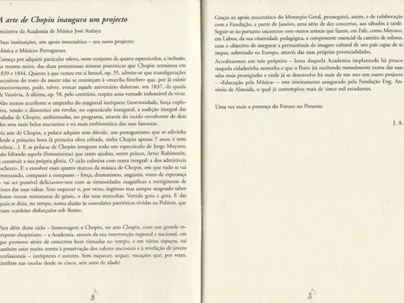 Brochura Vida e Obra de Chopin de 1999 
