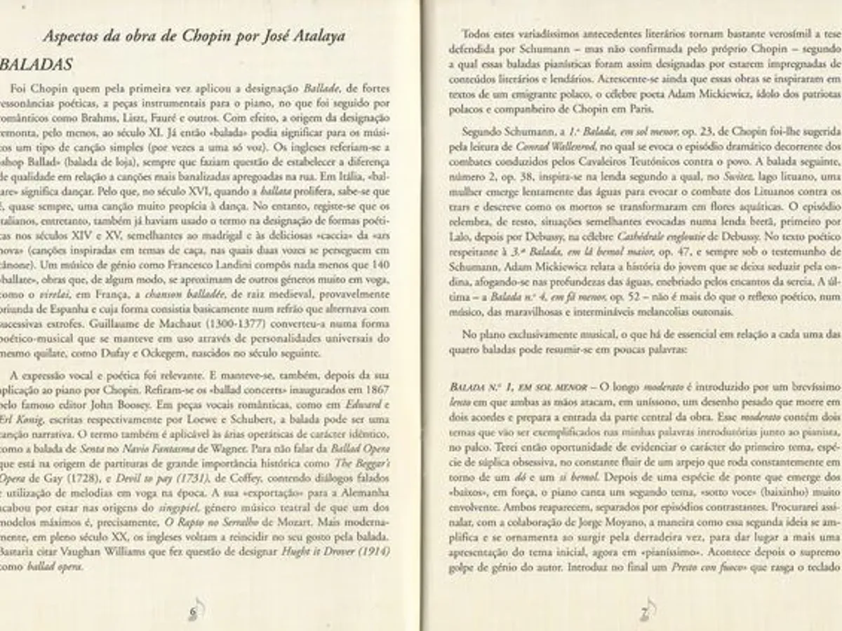 Brochura Vida e Obra de Chopin de 1999 