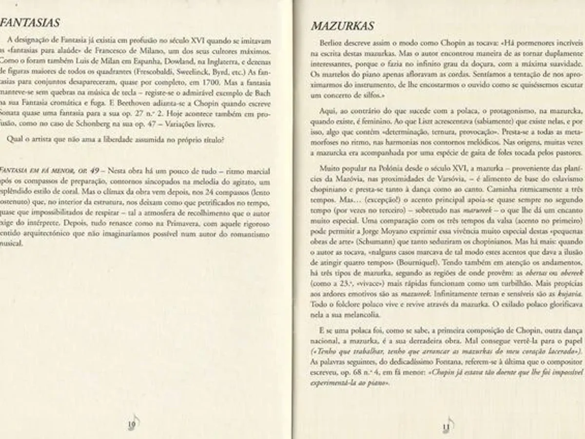 Brochura Vida e Obra de Chopin de 1999 