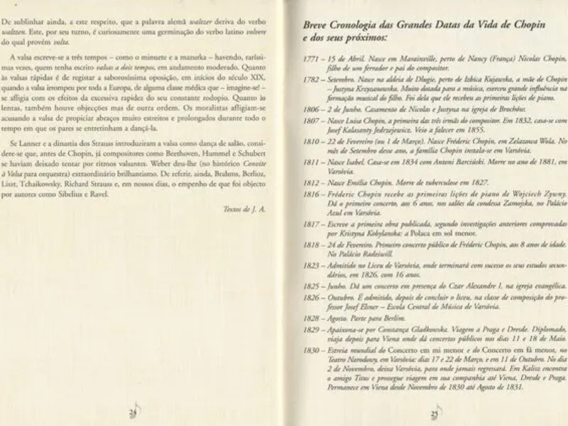 Brochura Vida e Obra de Chopin de 1999 