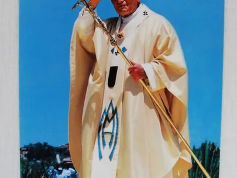 Foto de João Paulo II com carimbo da Expo 98