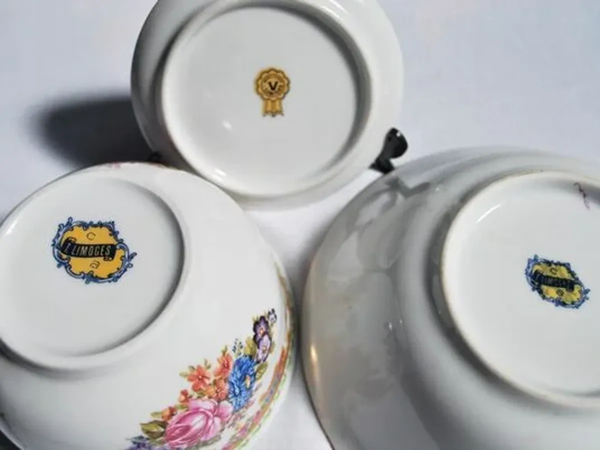 Limoges - Guarda-jóias, taça e pequeno prato