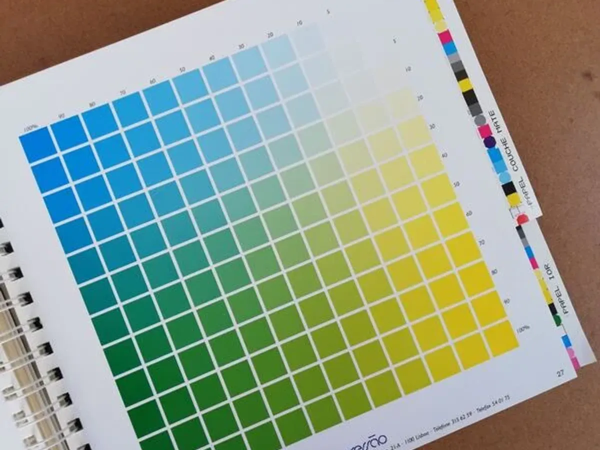 Carta de cores c/ 35 escalas impressa em offset