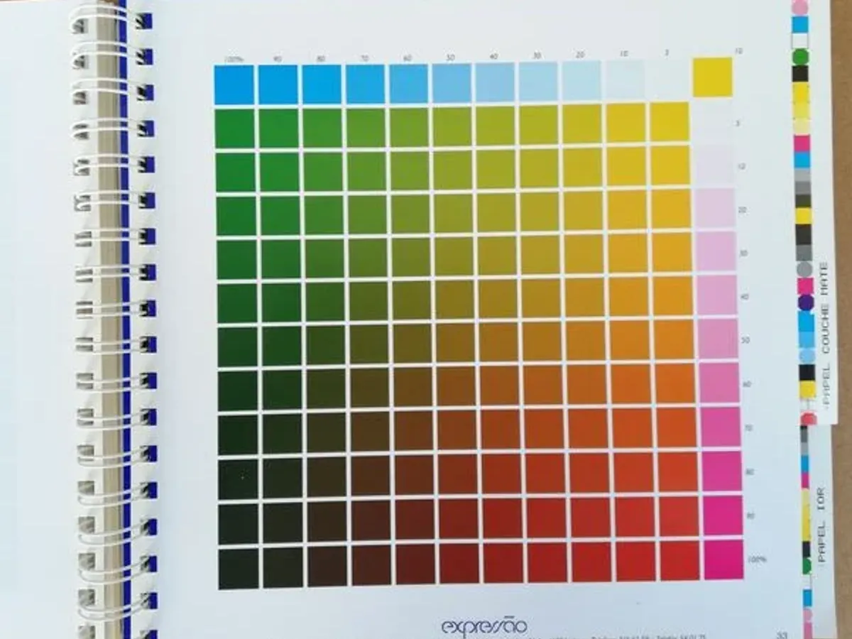 Carta de cores c/ 35 escalas impressa em offset