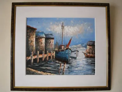 Quadro a óleo com moldura 