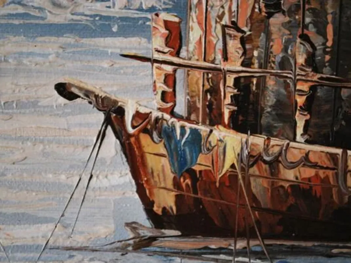 Quadro a óleo com moldura 