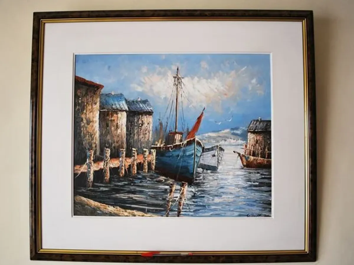 Quadro a óleo com moldura 