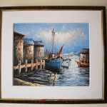 Quadro a óleo com moldura  6