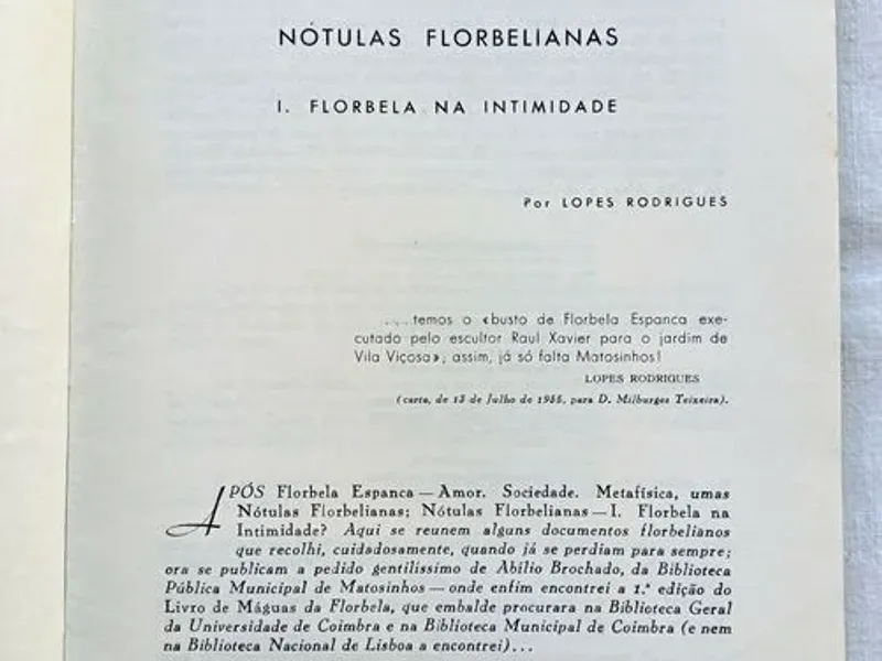 Nótulas Florbelianas – Florbela na intimidade