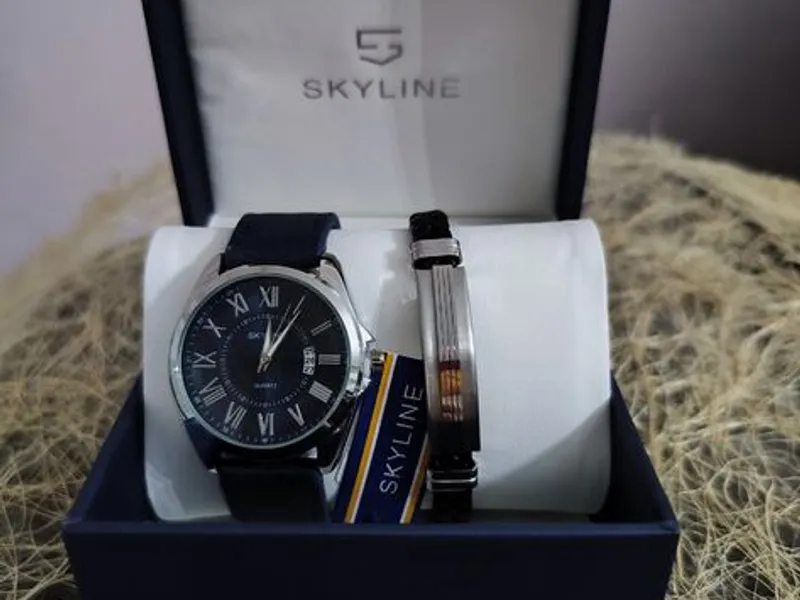 Conjunto relógio e pulseira de homem da marca Skyline 