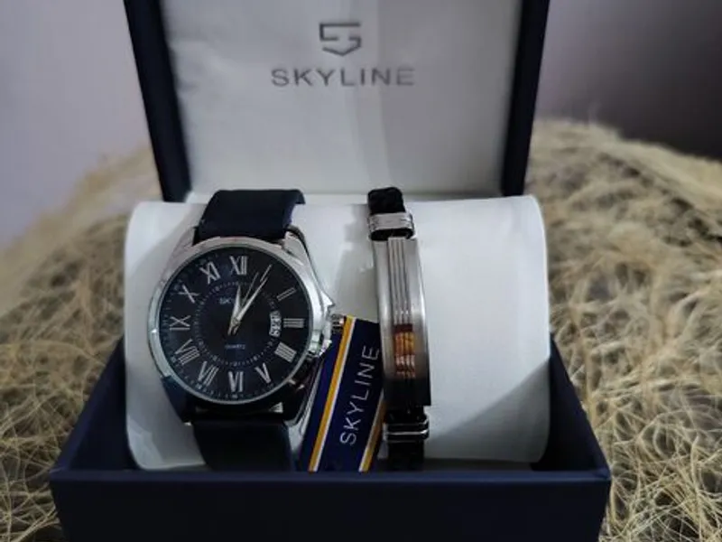 Conjunto relógio e pulseira de homem da marca Skyline 