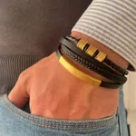 Pulseira multifacetada em Aço inoxidável + pele 1