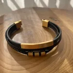 Pulseira multifacetada em Aço inoxidável + pele 3