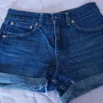 Calções de Ganga Azuis Clássicos com Bainha Dobrad 1