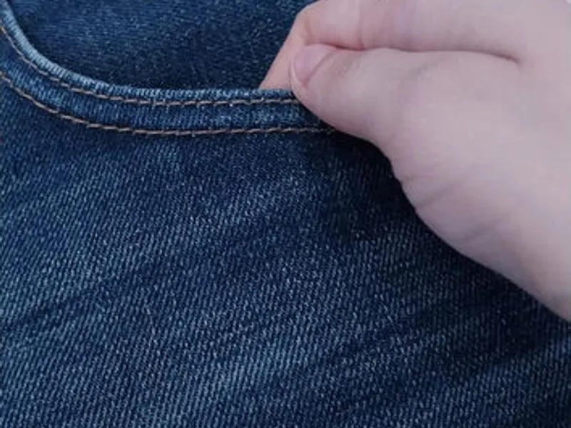 Calções de Ganga Azuis Clássicos com Bainha Dobrad