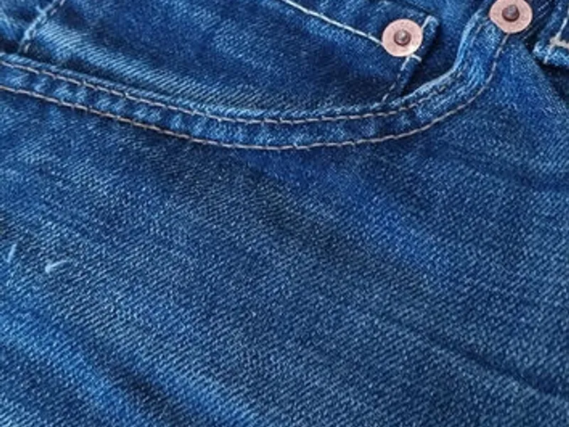 Calções de Ganga Azuis Clássicos com Bainha Dobrad