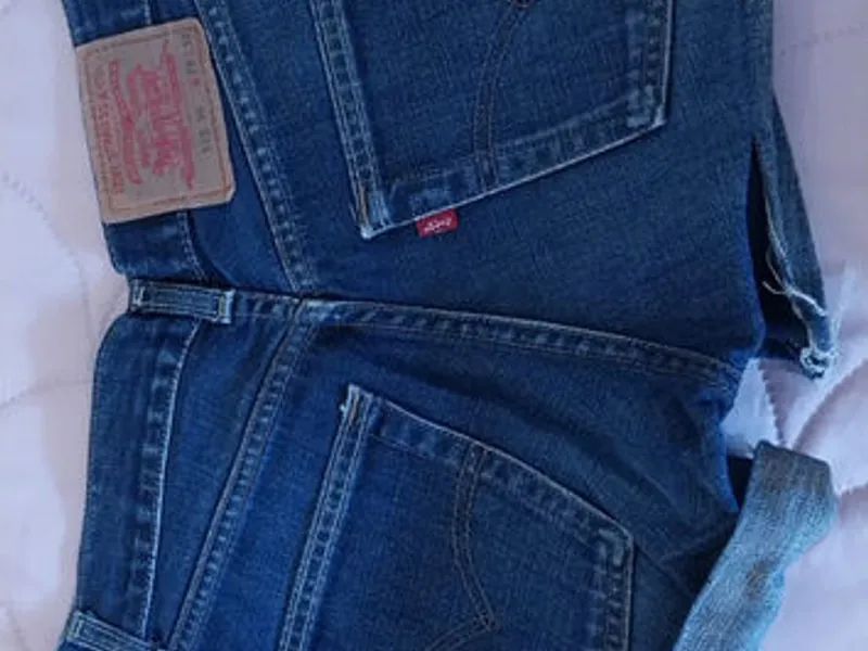 Calções de Ganga Azuis Clássicos com Bainha Dobrad