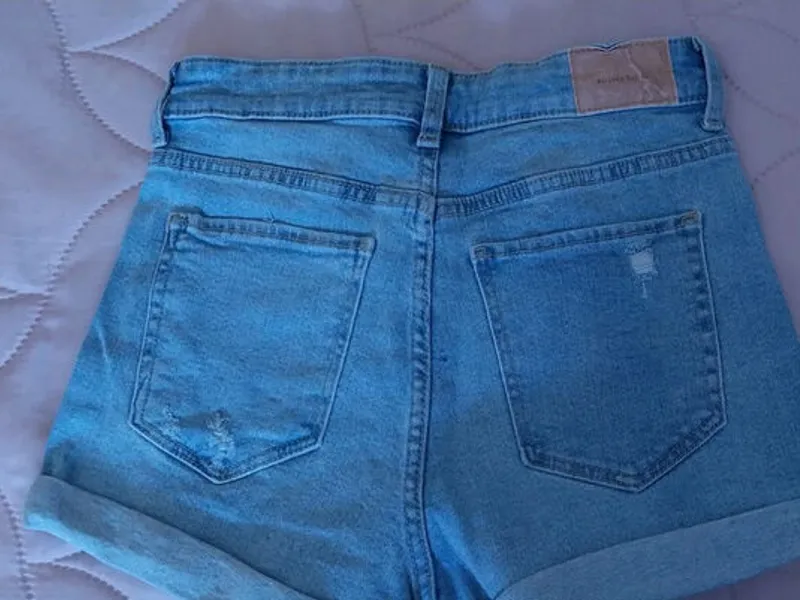 Calções Ganga Azuis Claros Rasgões – Bershka 36