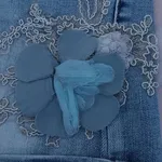 Calções Ganga Bordado Floral e Rasgões – T36 2