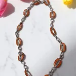 Colar Corrente Prateada com Detalhes Laranja 5