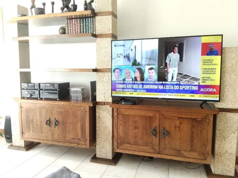 móvel modular madeira maciça e pedras granito 