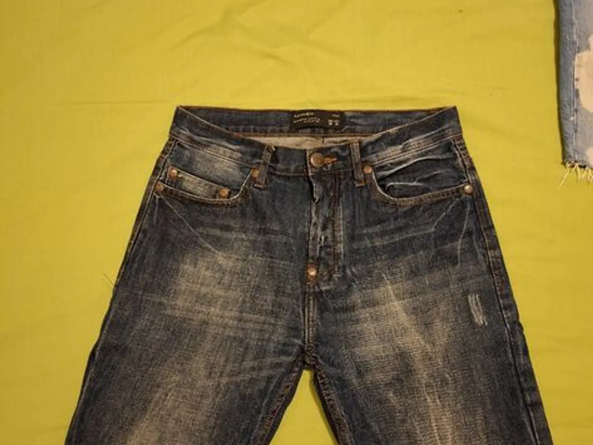 calções descontraídos em ganga