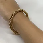 Pulseira Elástica Dourada com Efeito de Esferas -  1