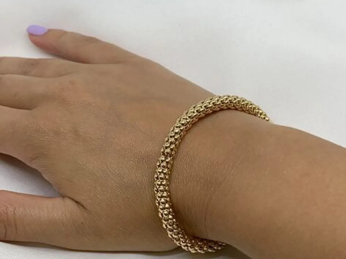 Pulseira Elástica Dourada com Efeito de Esferas - 