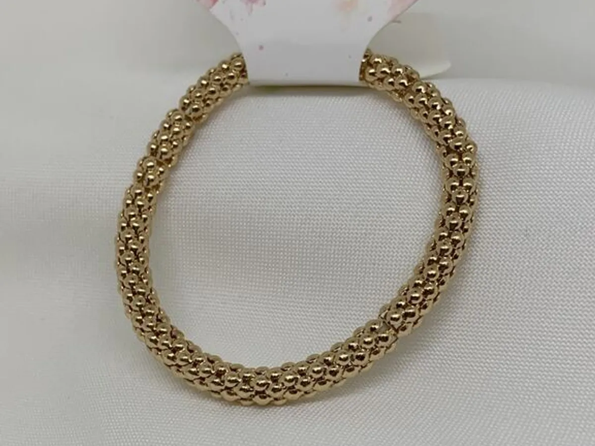 Pulseira Elástica Dourada com Efeito de Esferas - 