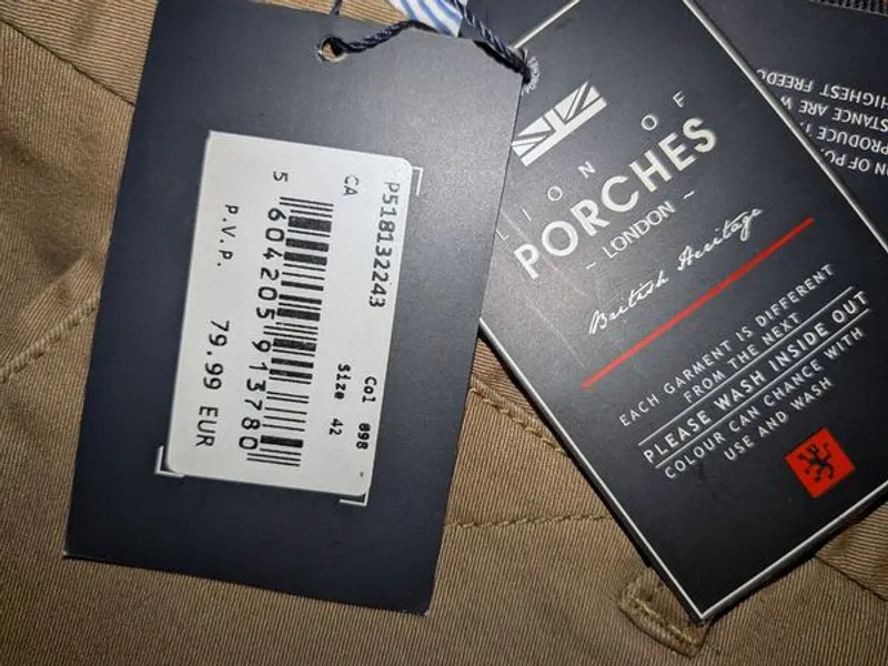 Calças beges lion of porches novas com etiqueta 