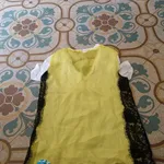 Blusa CAFèNOIR amarela com renda preta – nova 2