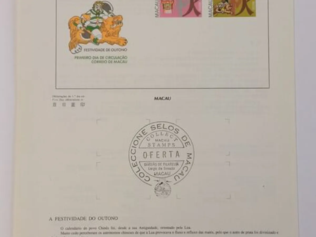 24 pagelas de Macau, com carimbo de Oferta