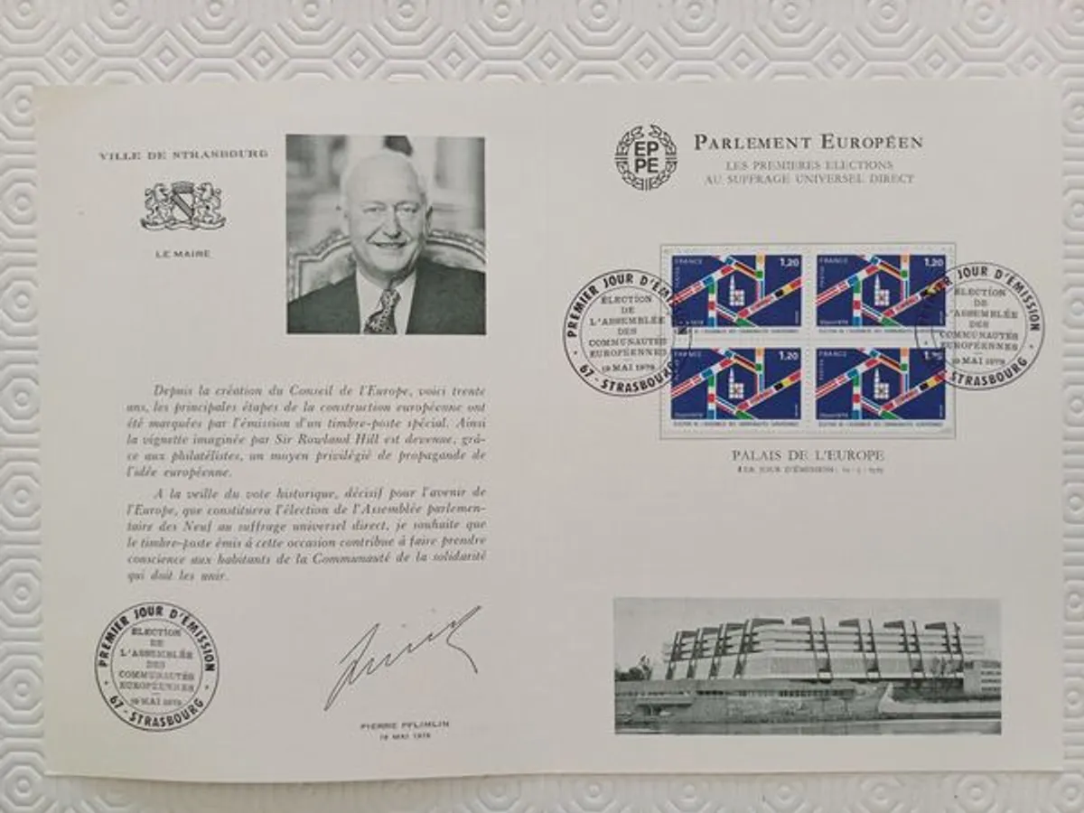 Documento comemorativo das primeiras eleições euro