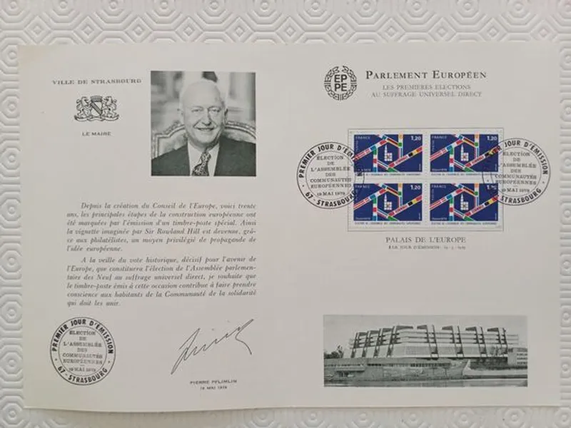 Documento comemorativo das primeiras eleições euro