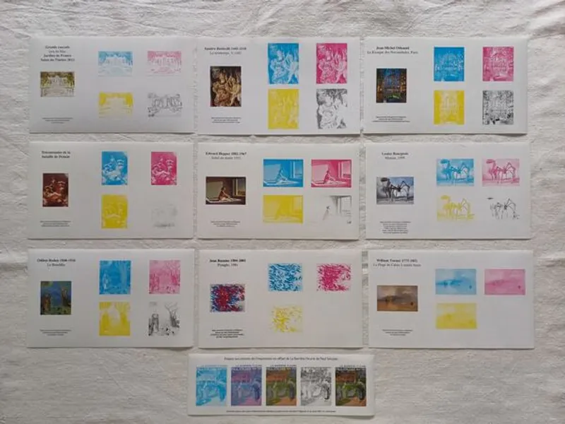 10 Provas de cor de selos franceses