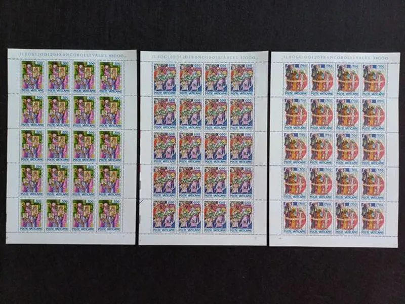 Filatelia - Vaticano - 3 Folhas novas, 1100 Aniver
