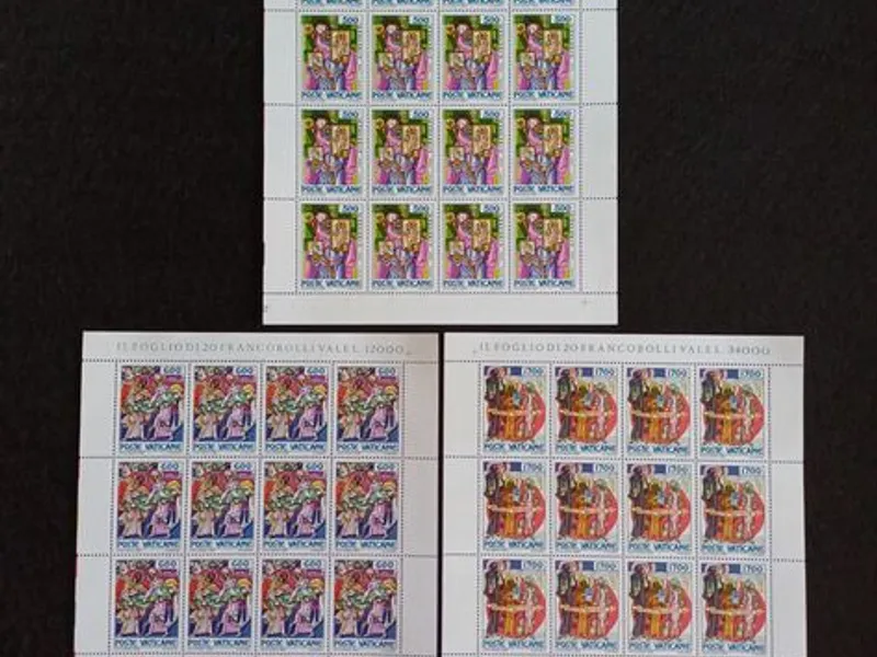Filatelia - Vaticano - 3 Folhas novas, 1100 Aniver