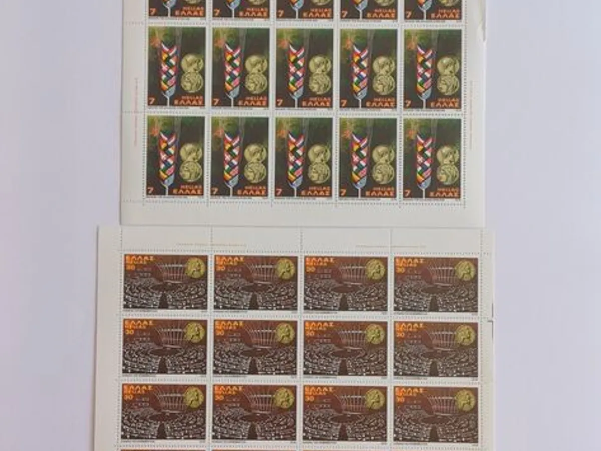 Filatelia - Grécia 2 folhas - Mercado Comum e Elei