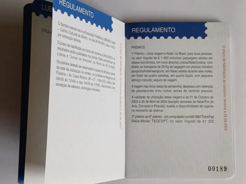 Passaporte filatélico Lubrapex 2003